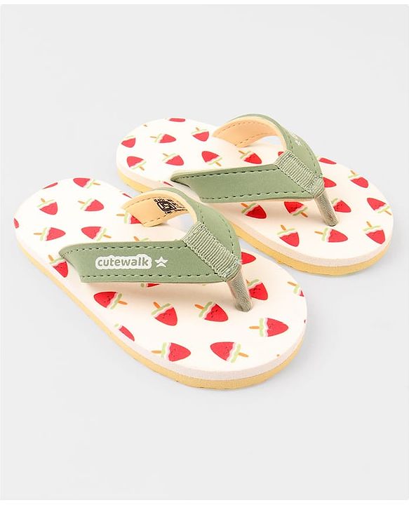 Cute Walk by Babyhug Ice Cream Printed Slip On Flip Flops -Light Green