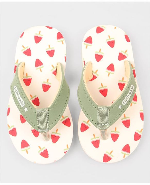 Cute Walk by Babyhug Ice Cream Printed Slip On Flip Flops -Light Green