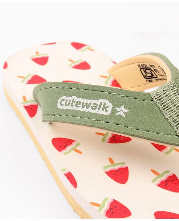 Cute Walk by Babyhug Ice Cream Printed Slip On Flip Flops -Light Green