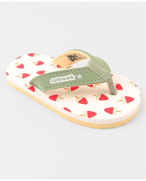 Cute Walk by Babyhug Ice Cream Printed Slip On Flip Flops -Light Green