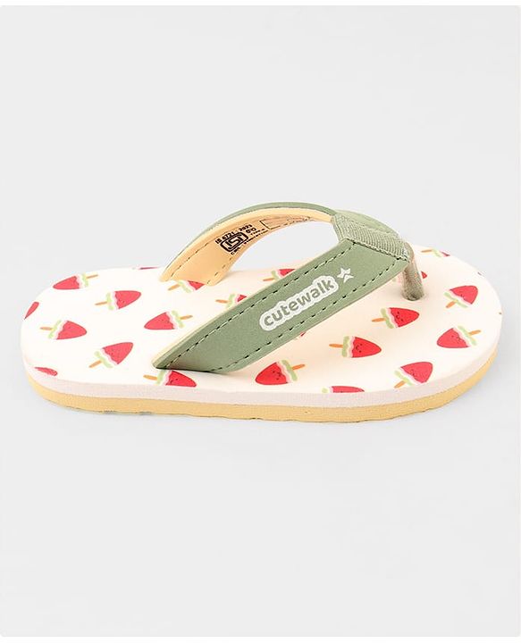 Cute Walk by Babyhug Ice Cream Printed Slip On Flip Flops -Light Green