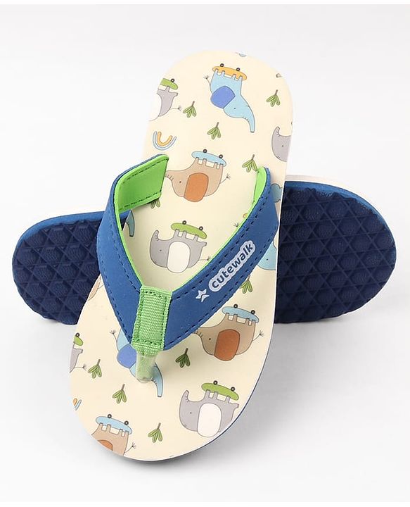 Cute Walk by Babyhug Elephant Printed Slip On Flip Flops -Blue