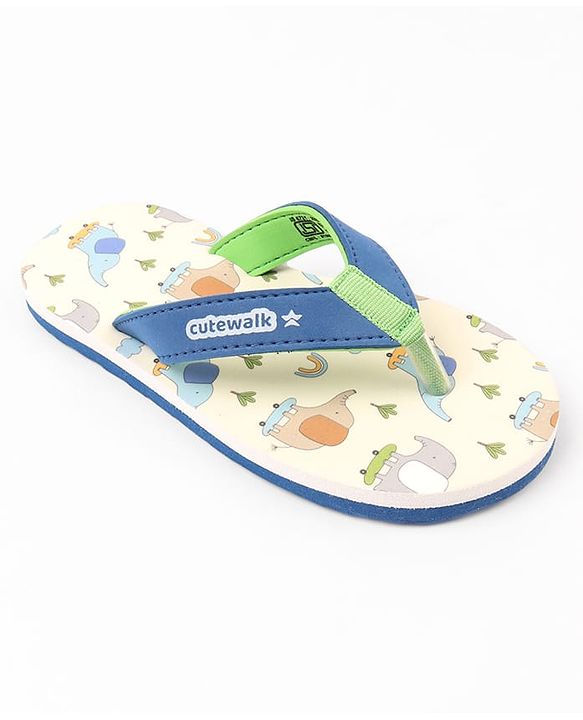 Cute Walk by Babyhug Elephant Printed Slip On Flip Flops -Blue