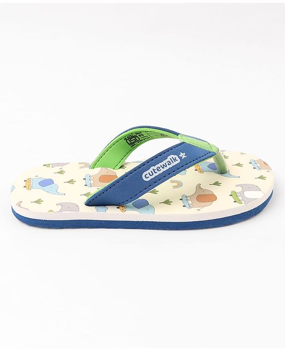 Cute Walk by Babyhug Elephant Printed Slip On Flip Flops -Blue