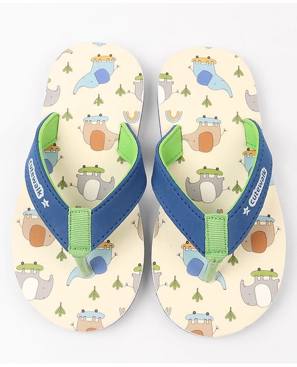 Cute Walk by Babyhug Elephant Printed Slip On Flip Flops -Blue