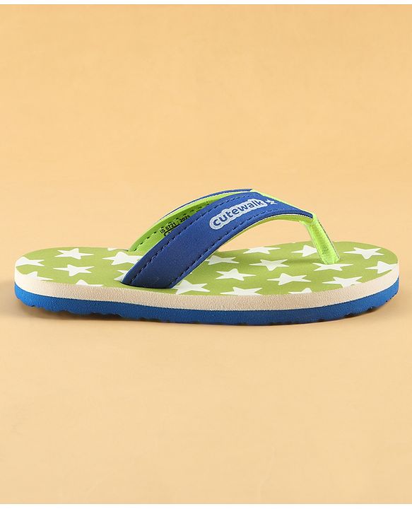 Cute Walk by Babyhug Slip On Star Printed Flip Flop - Green