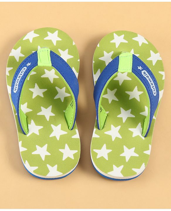 Cute Walk by Babyhug Slip On Star Printed Flip Flop - Green
