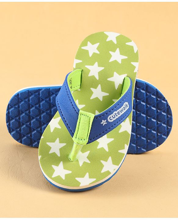 Cute Walk by Babyhug Slip On Star Printed Flip Flop - Green
