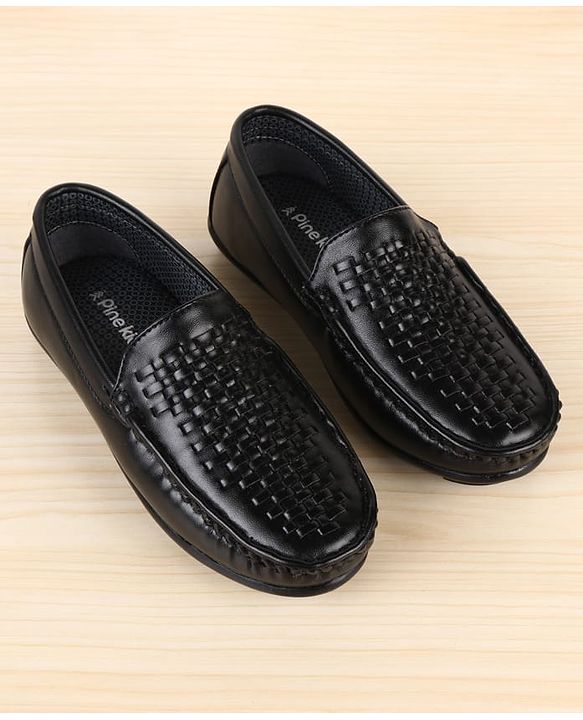 Pine Kids Slip On Solid Colour Loafers - Black