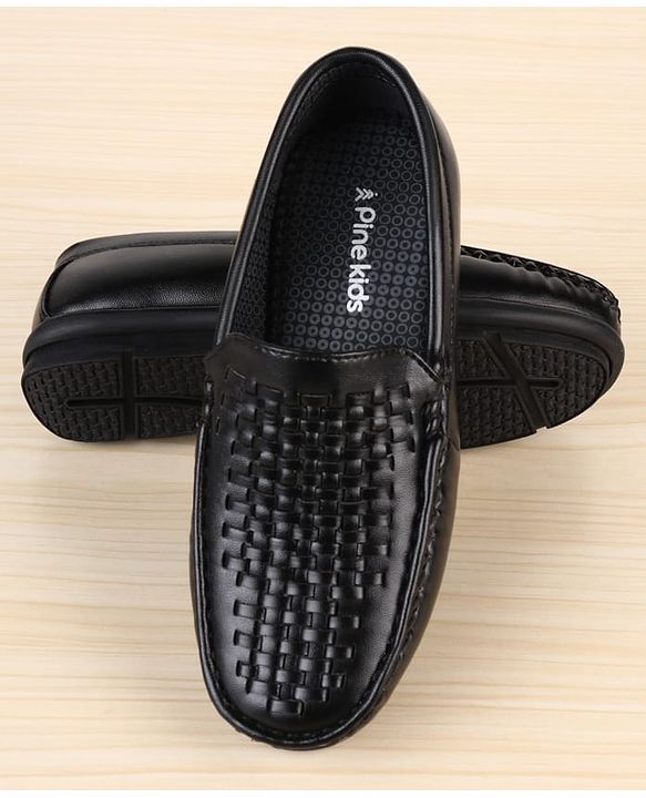 Pine Kids Slip On Solid Colour Loafers - Black