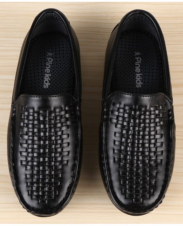 Pine Kids Slip On Solid Colour Loafers - Black