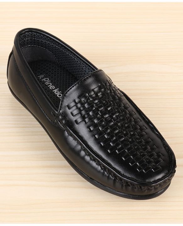 Pine Kids Slip On Solid Colour Loafers - Black