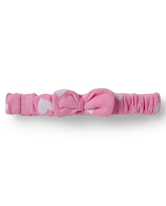 Babyhug 100% Cotton Knit Half Cap Sleeves Onesie with Headband & Heart Print - Pink