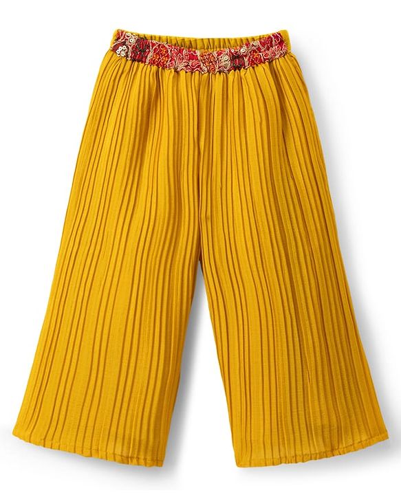 Babyhug Georgette Woven Sleeveless Floral Embroidered Lehenga Choli & Dupatta With Sequin Detailing - Mustard