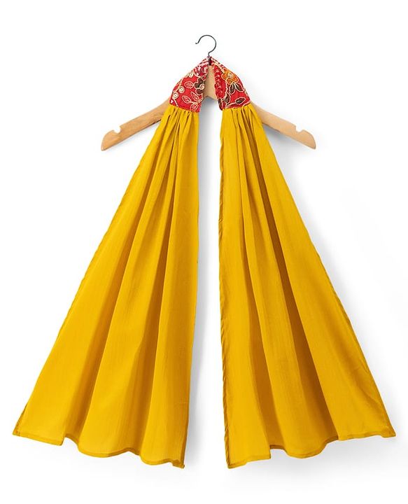 Babyhug Georgette Woven Sleeveless Floral Embroidered Lehenga Choli & Dupatta With Sequin Detailing - Mustard