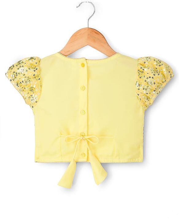 Babyhug Net Woven Half Sleeves Lehenga Choli Set With Sequin Detailing & Dupatta - Yellow