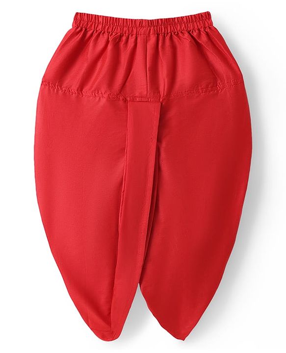 Babyhug Cotton Blend Woven Full Sleeves Kurta Dhoti Set with Polka Dot Printed Nehru Jacket - Red