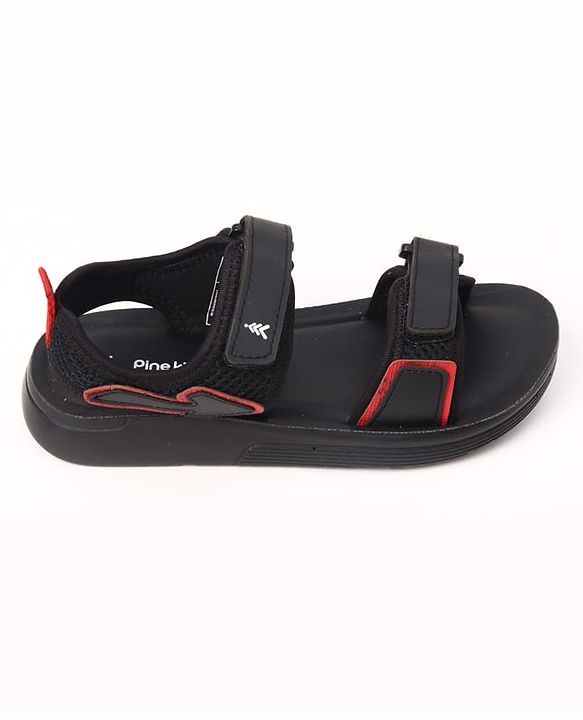 Pine Kids Velcro Closure Solid Sandals in Black