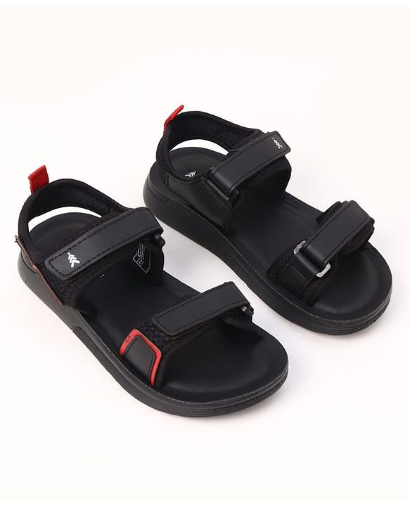 Pine Kids Velcro Closure Solid Sandals in Black