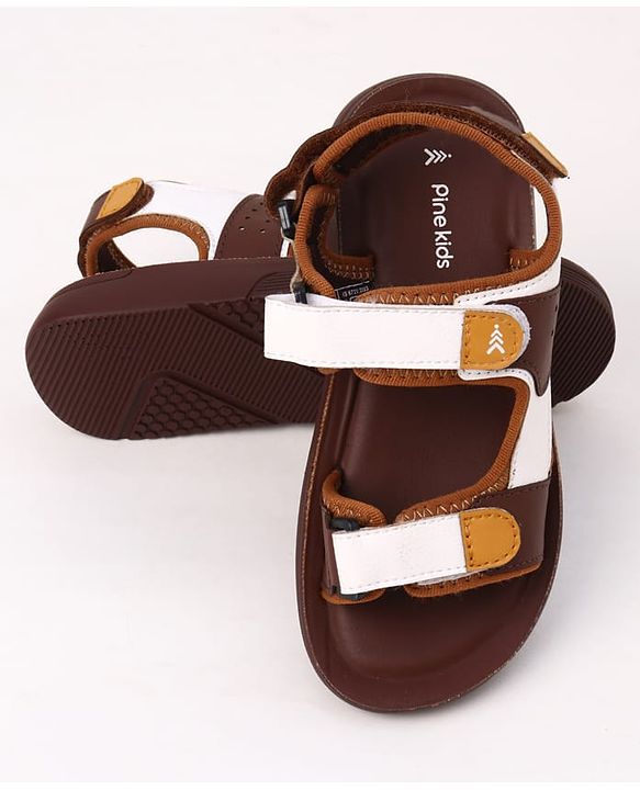 Pine Kids Velcro Closure Solid Sandals in Brown