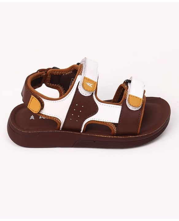 Pine Kids Velcro Closure Solid Sandals in Brown