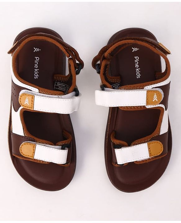 Pine Kids Velcro Closure Solid Sandals in Brown