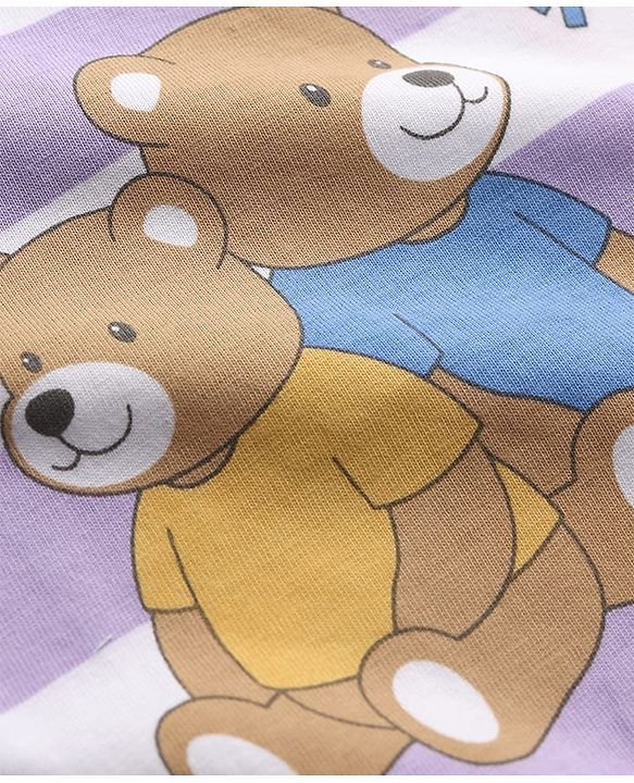 Babyhug Cotton Knit T-Shirt Half Sleeves Striped with Graphics Multi Color 6-9 Months