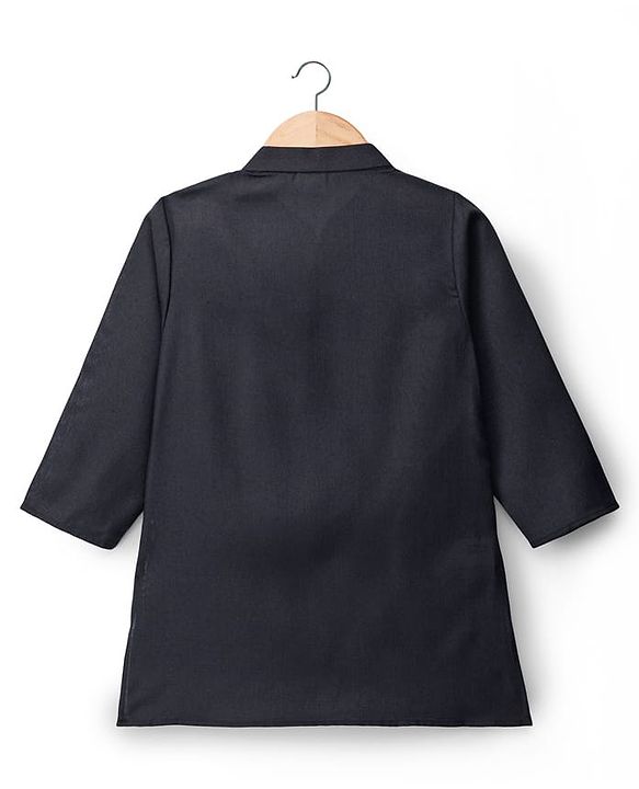 Babyhug Cotton Blend Woven Full Sleeves Kurta Pajama Set with Embroidery - Black
