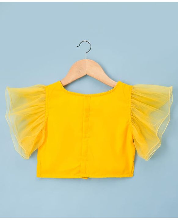 Babyhug Georgette Woven Frill Sleeves Choli Lehenga Set with Dupatta & Embroidery - Yellow