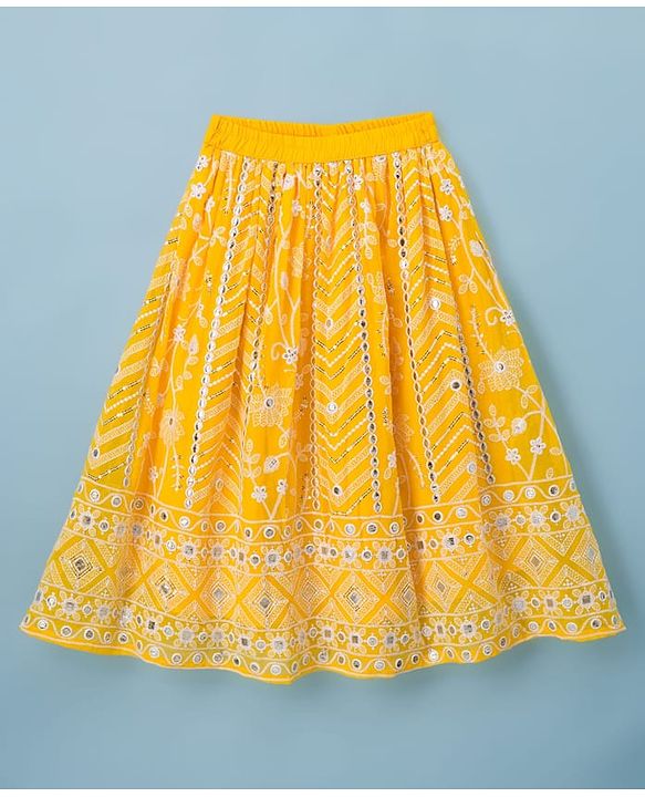 Babyhug Georgette Woven Frill Sleeves Choli Lehenga Set with Dupatta & Embroidery - Yellow
