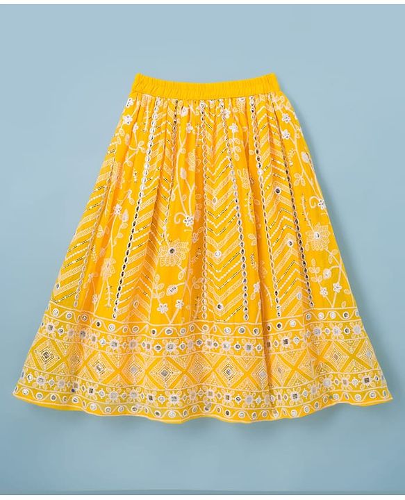 Babyhug Georgette Woven Frill Sleeves Choli Lehenga Set with Dupatta & Embroidery - Yellow