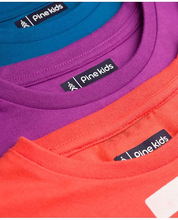 Pine Kids Cotton Knit Fashion Half Sleeves T-Shirts With Text Print Pack of 3 - Multicolor