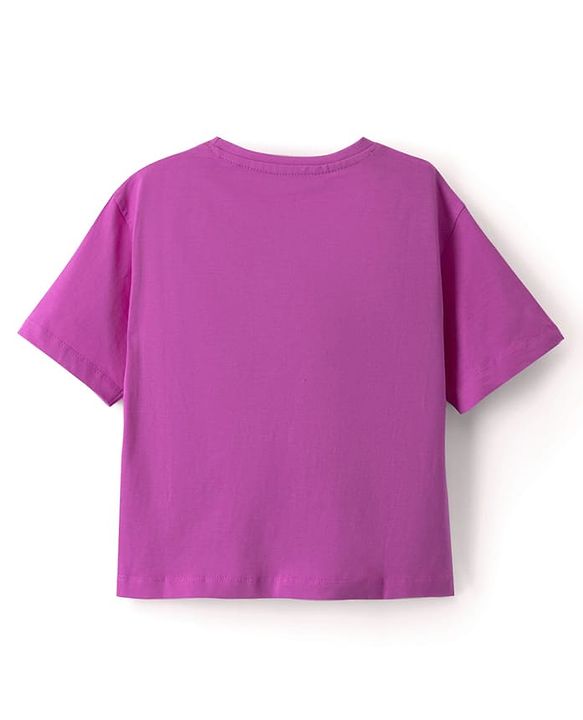 Pine Kids Cotton Knit Half Sleeves T-Shirt With Watermelon Print - Purple