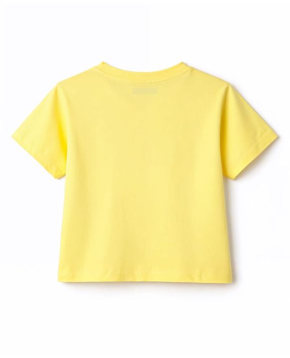 Pine Kids Cotton Knit Half Sleeves T-Shirt with Floral Print - Yellow