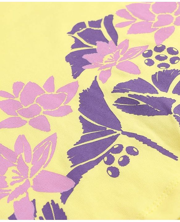 Pine Kids Cotton Knit Half Sleeves T-Shirt with Floral Print - Yellow