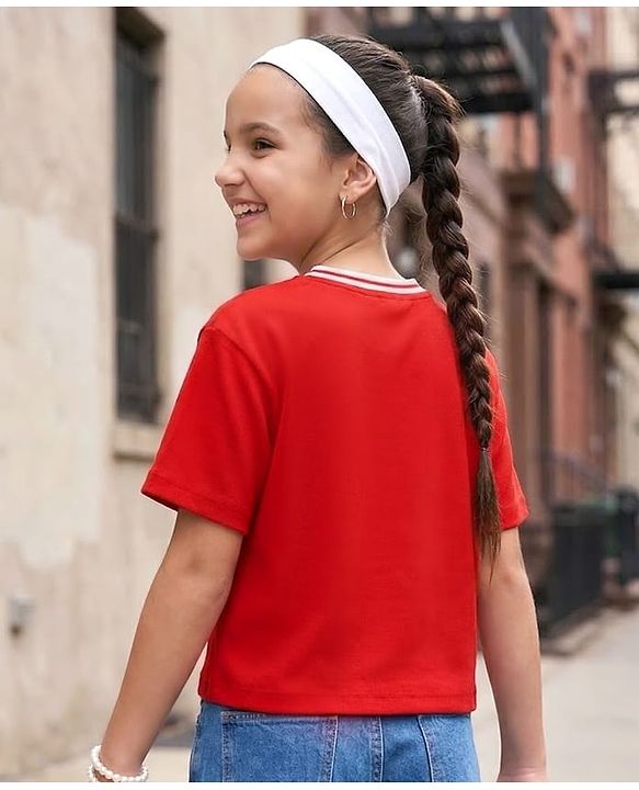 Pine Kids Cotton Knit Half Sleeves T-Shirt With New York Print - Red