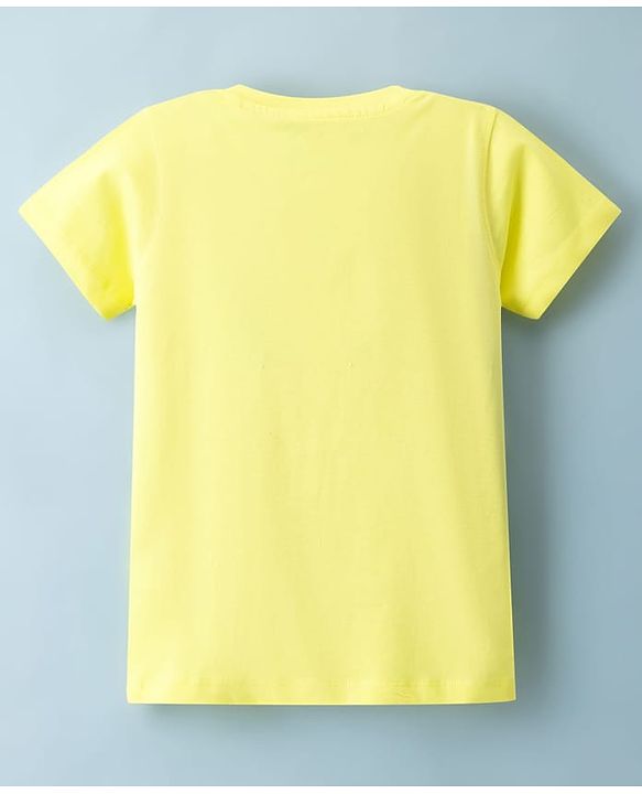 Pine Kids Cotton Knit Half Sleeves T-Shirt with Floral Print - Yellow
