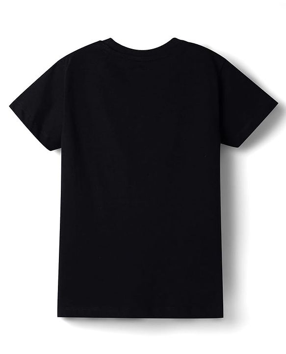 Pine Kids 100% Cotton Knit Half Sleeves Birds & Text Printed T-Shirt - Black