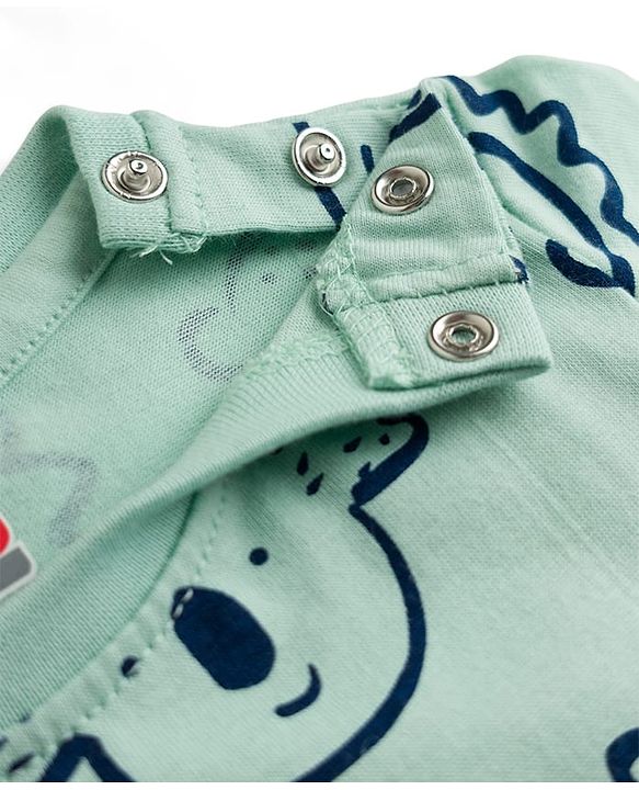 Babyhug Cotton Knit Half Sleeves Animal Printed T-Shirt & Short Co-Ord Night Suit - Sea Green
