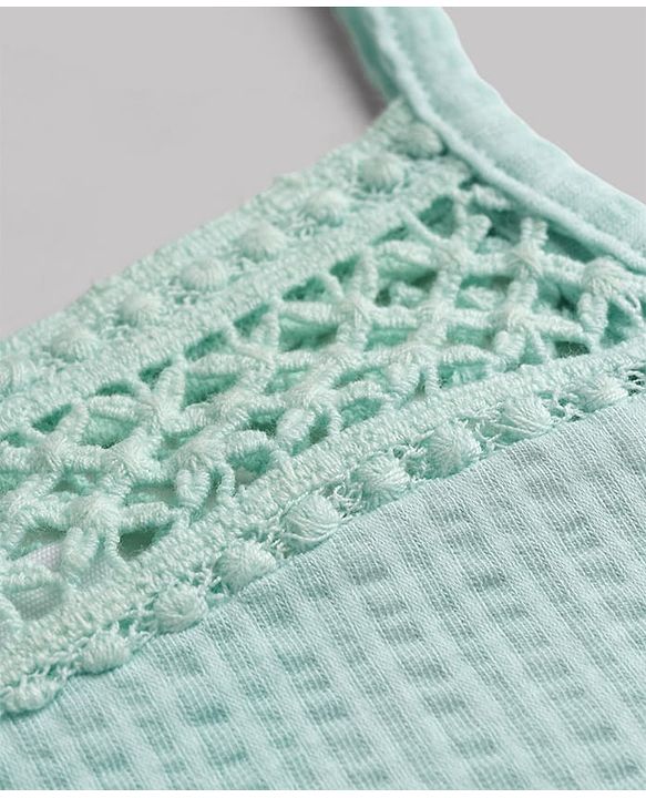 Babyhug 100% Cotton Knit Sleeveless Frock With Floral Embroidery - Light Blue