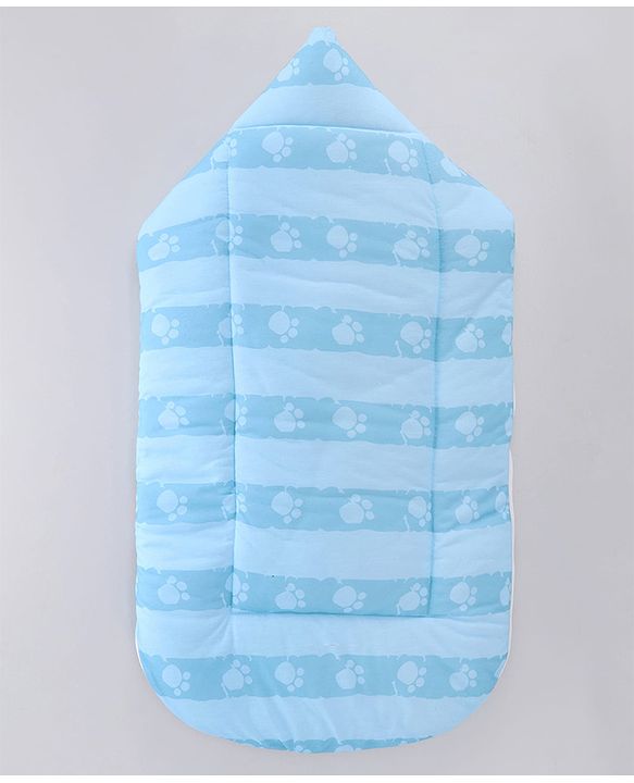 Babyhug Snuggle Buddy Teddy Sleeping Bag with Hood Blue| 100% Cotton Baby Sleep Sack| UltraSoft Bubble Lining| Smooth Zipper Closure| Newborn Essential|Travel Friendly|Carry Nest Mattress| 0-6 Months