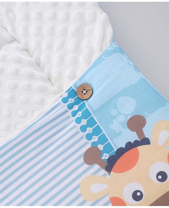 Babyhug Snuggle Buddy Teddy Sleeping Bag with Hood Blue| 100% Cotton Baby Sleep Sack| UltraSoft Bubble Lining| Smooth Zipper Closure| Newborn Essential|Travel Friendly|Carry Nest Mattress| 0-6 Months