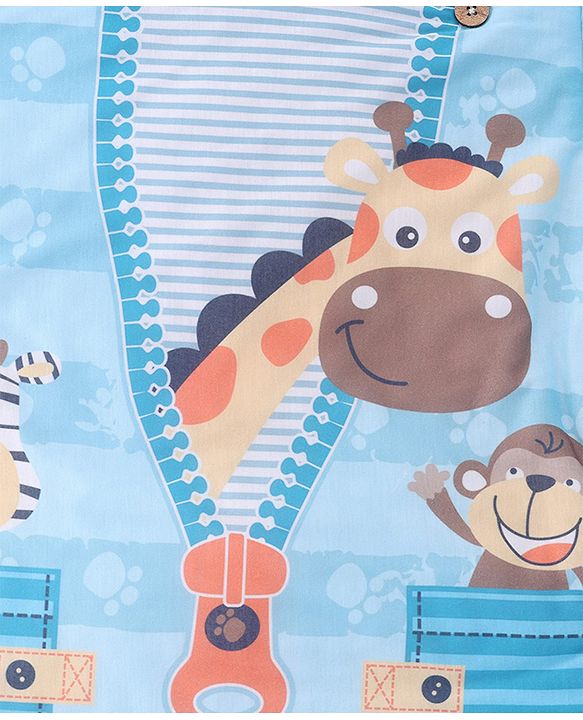Babyhug Snuggle Buddy Teddy Sleeping Bag with Hood Blue| 100% Cotton Baby Sleep Sack| UltraSoft Bubble Lining| Smooth Zipper Closure| Newborn Essential|Travel Friendly|Carry Nest Mattress| 0-6 Months