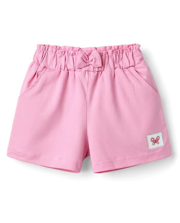 Babyhug Cotton Knit Mid Thigh Butterfly Printed Shorts With Bow Applique Pack Of 3 - Multicolor