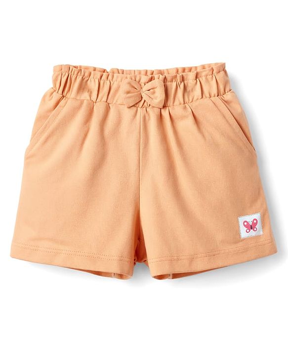 Babyhug Cotton Knit Mid Thigh Butterfly Printed Shorts With Bow Applique Pack Of 3 - Multicolor