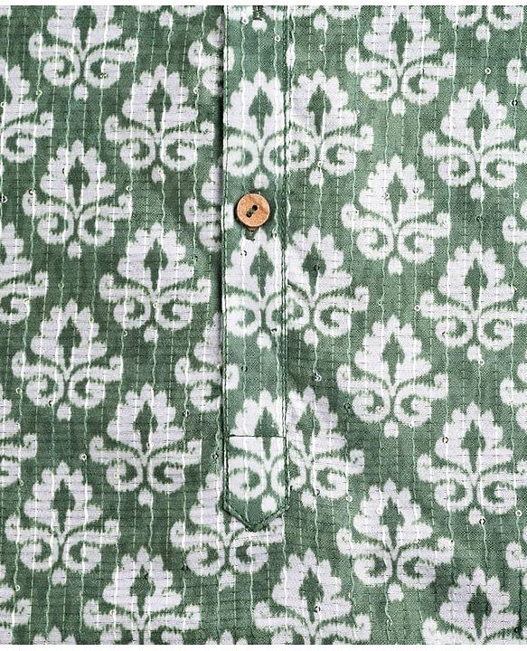 Babyhug Cotton Woven Full Sleeves Floral Print & Embroidered Kurta Pyjama Set - Green