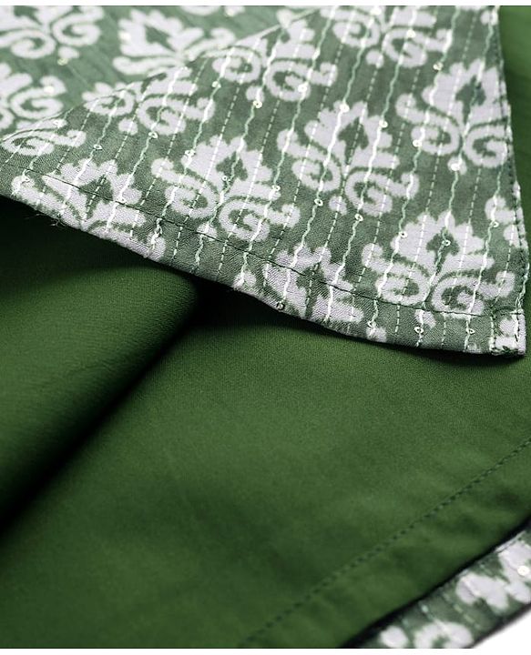 Babyhug Cotton Woven Full Sleeves Floral Print & Embroidered Kurta Pyjama Set - Green
