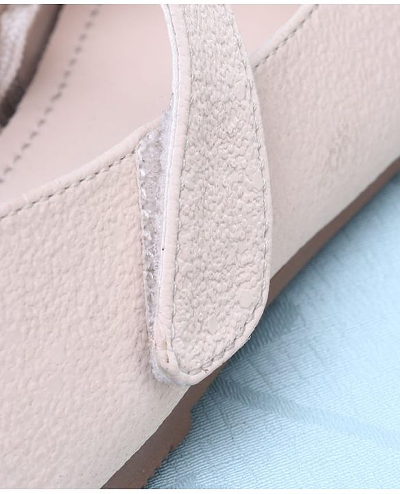 Pine Kids Velcro Closure Solid Ballerina With Bow Applique - Beige
