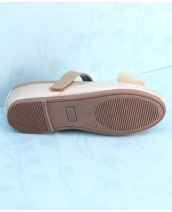 Pine Kids PU Velcro Closure Butterfly Applique Party Wear Ballerina - Golden