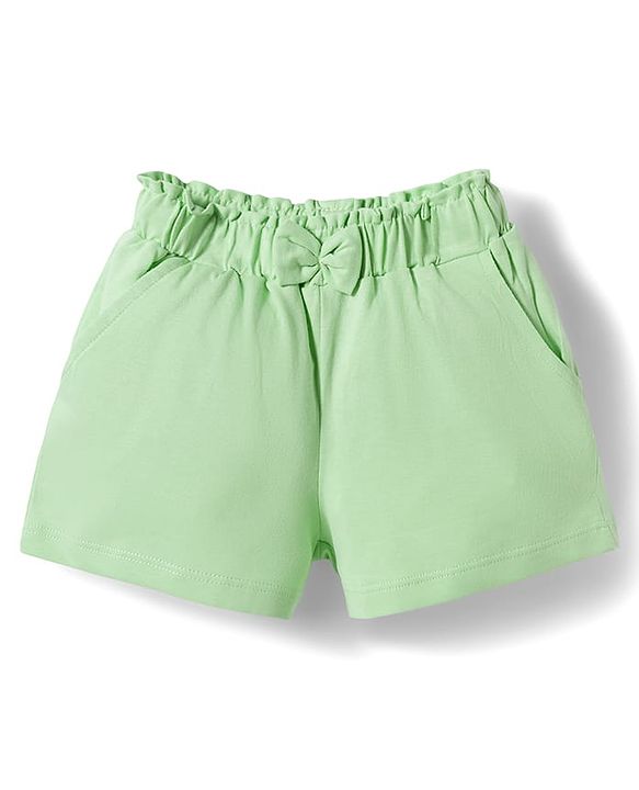 Babyhug Single Jersey Knit Mid Thigh Solid Shorts with Bow Applique Pack of 3 - Multicolor